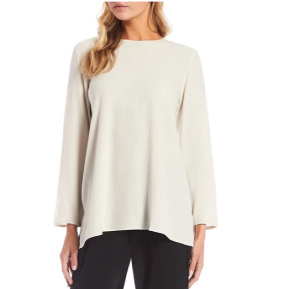 NWT EILEEN FISHER  Georgette Crepe Round Neck Top